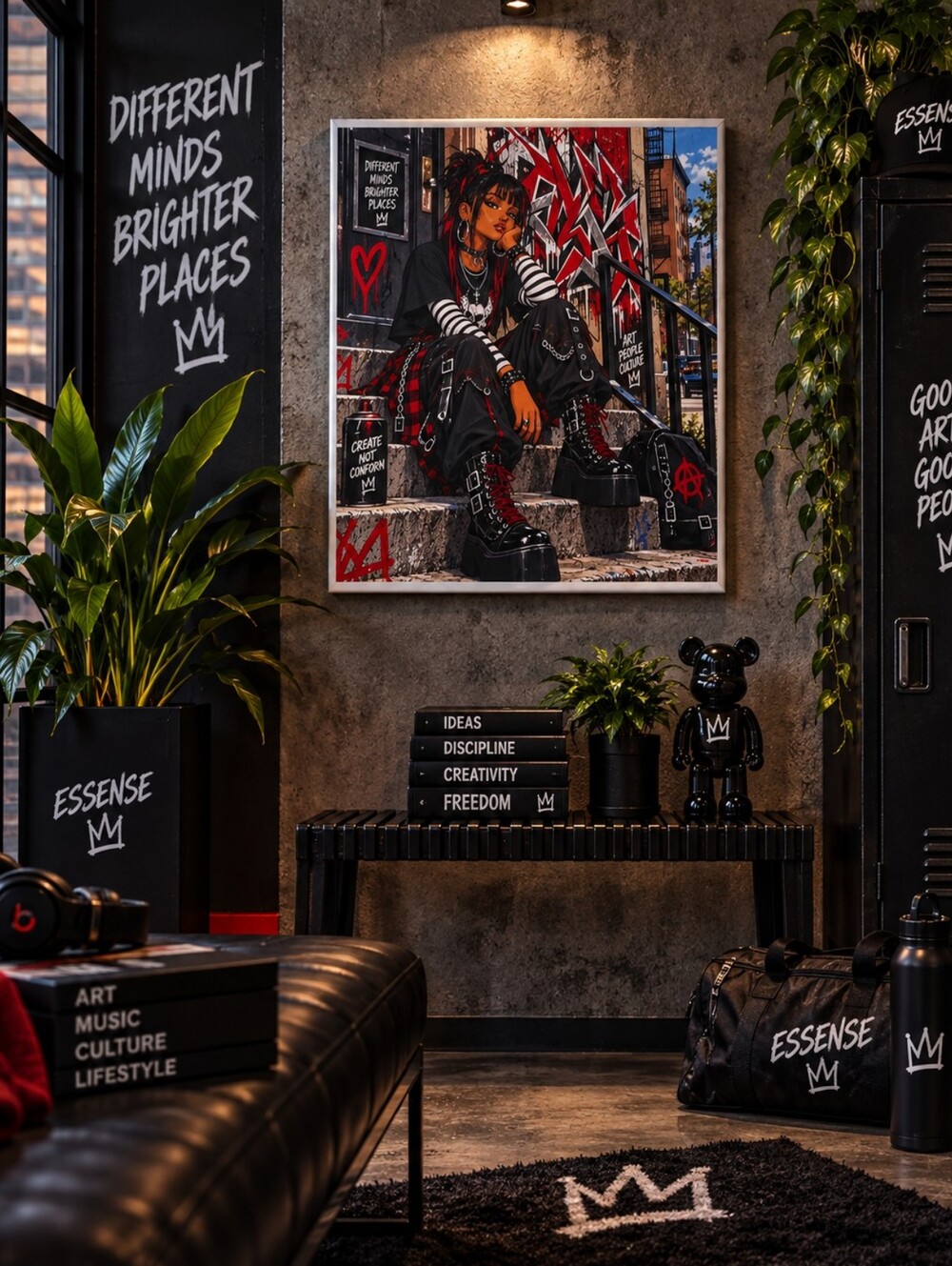 Custom 9x12 Urban Edge Home Art Print - Black & Red